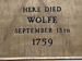 Plaque marking site of Wolfe's death