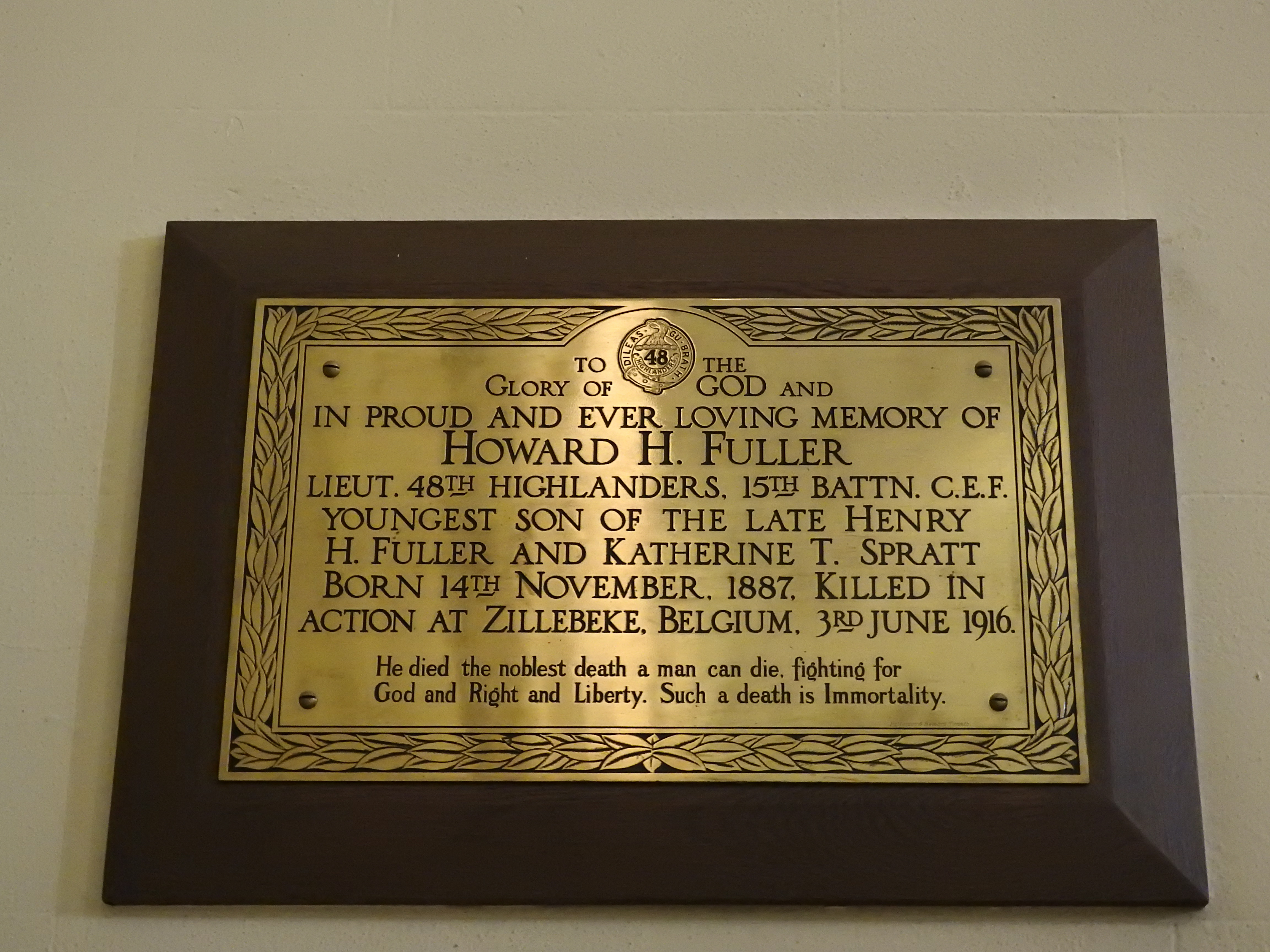 Howard H. Fuller Memorial Plaque
