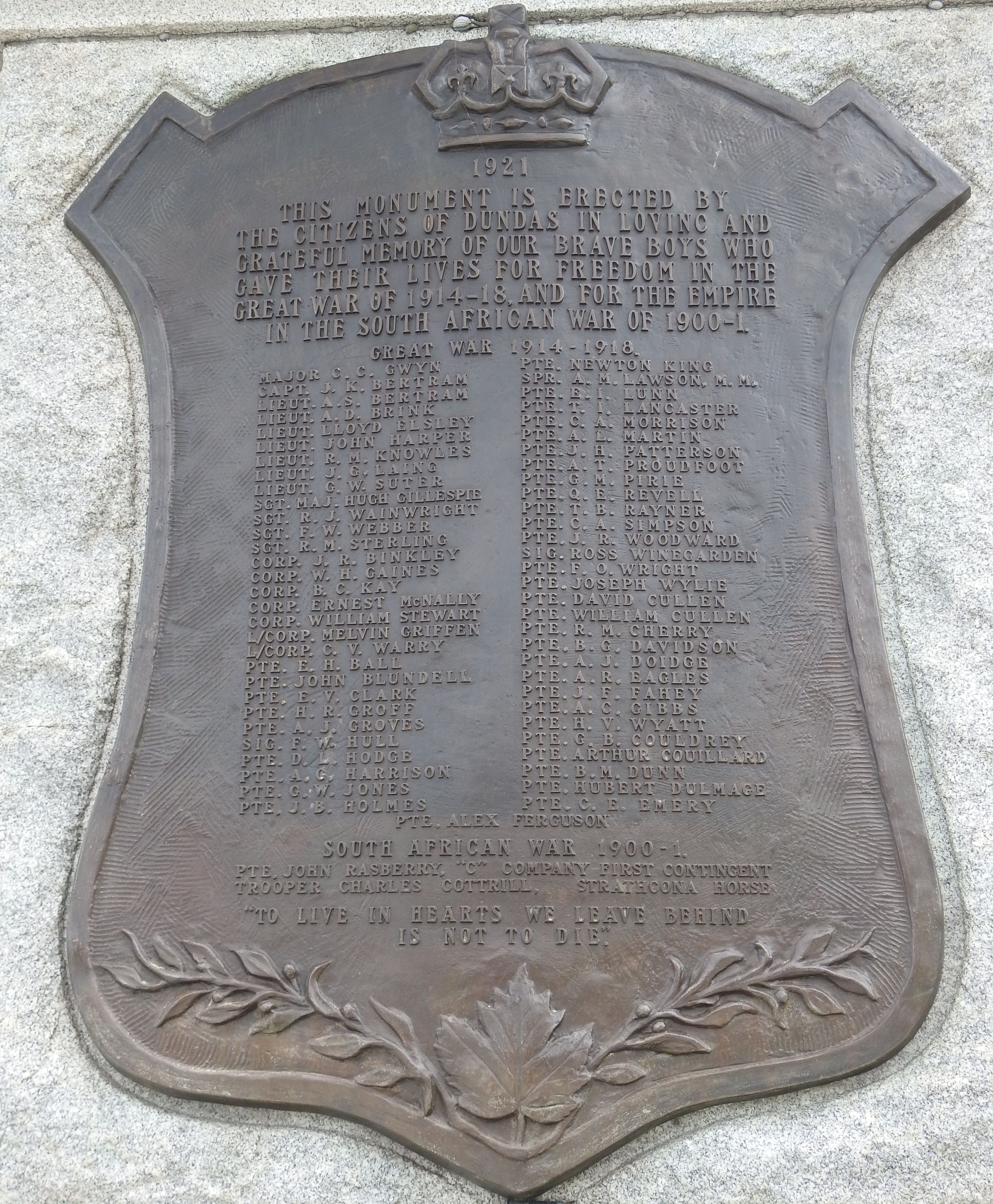 Memorial plaque