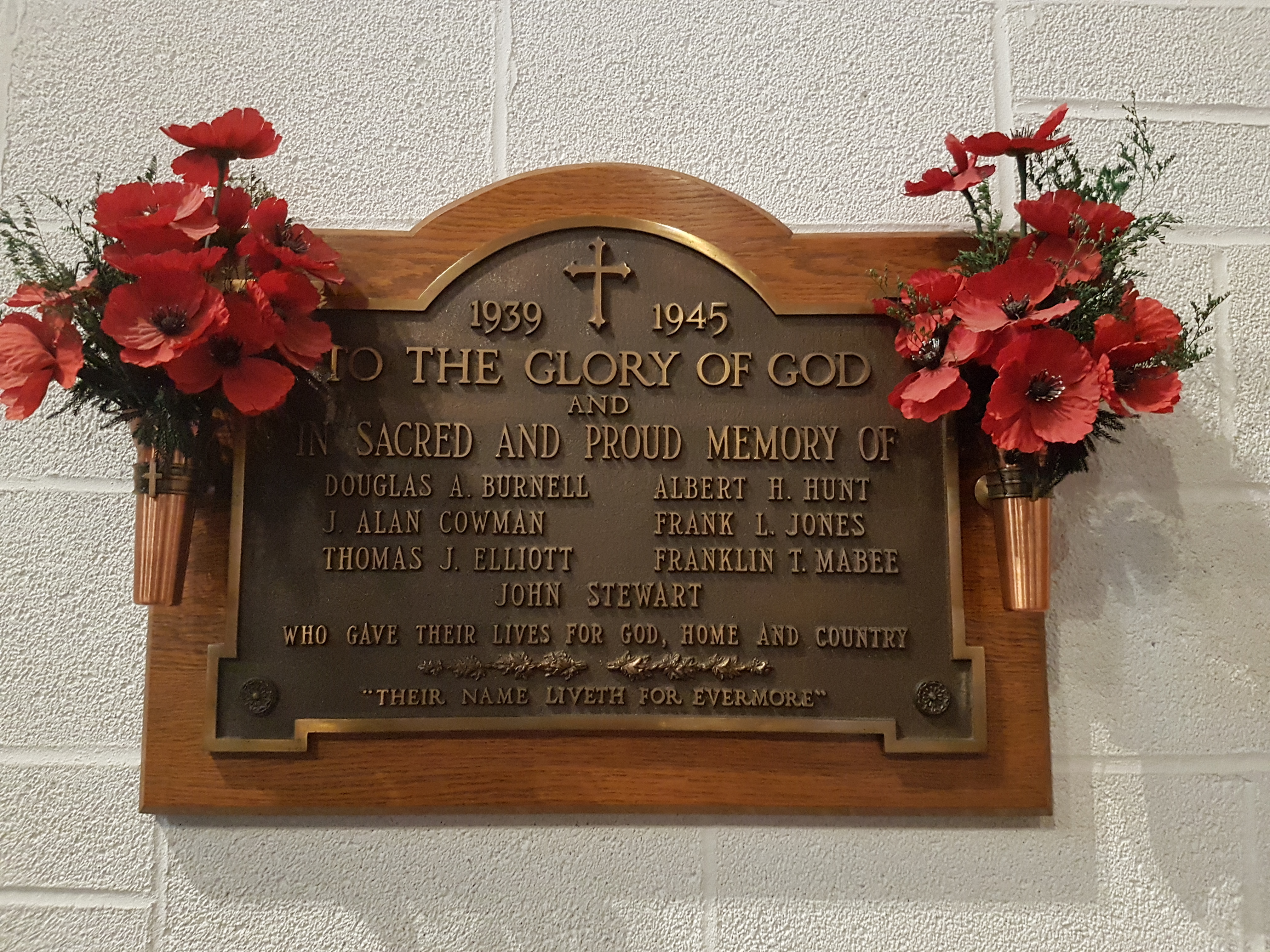 Second World War Memorial plaque