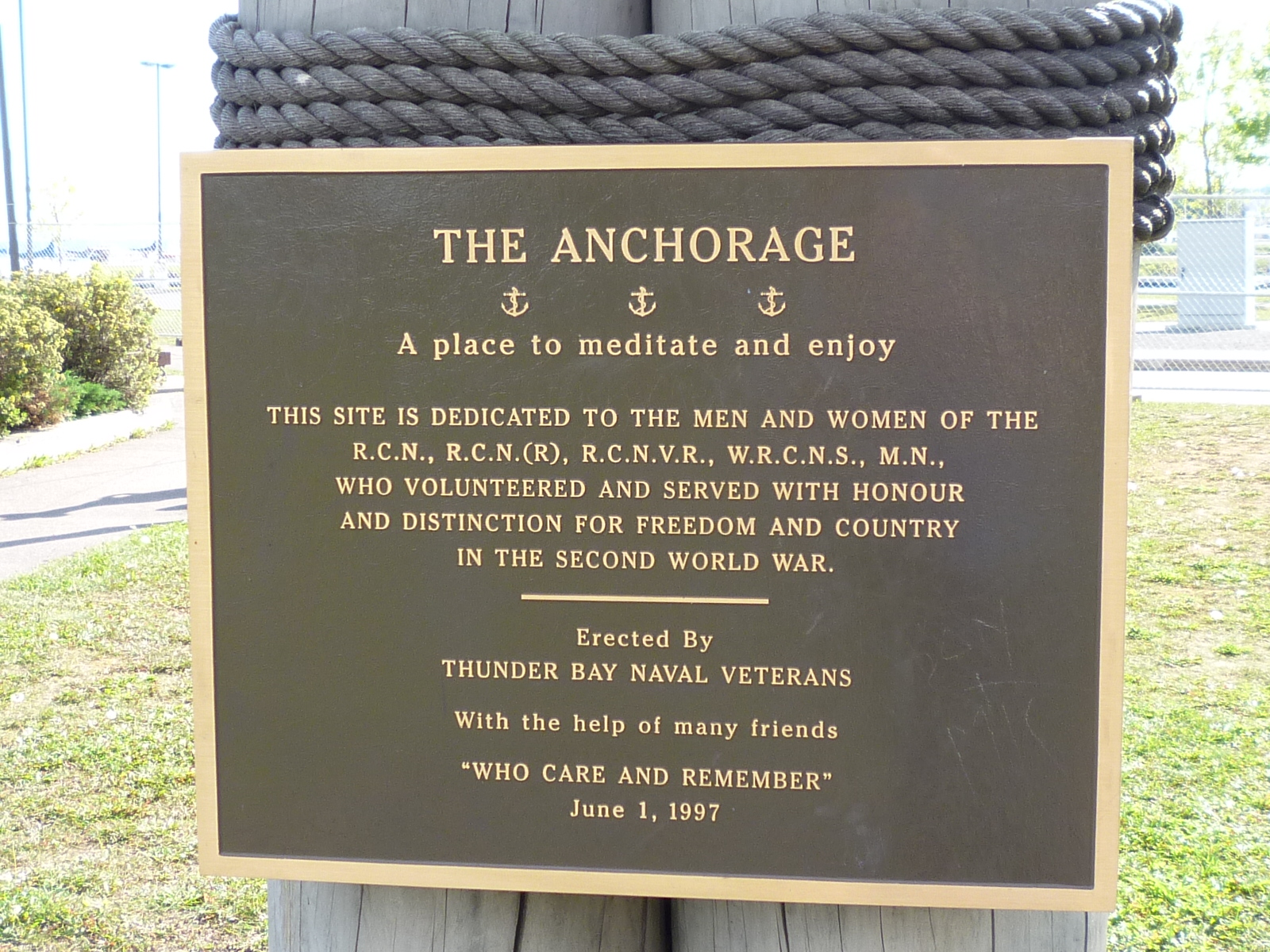 Plaque at the Anchorage