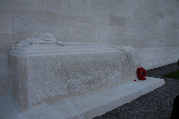 Empty tomb in front of monument