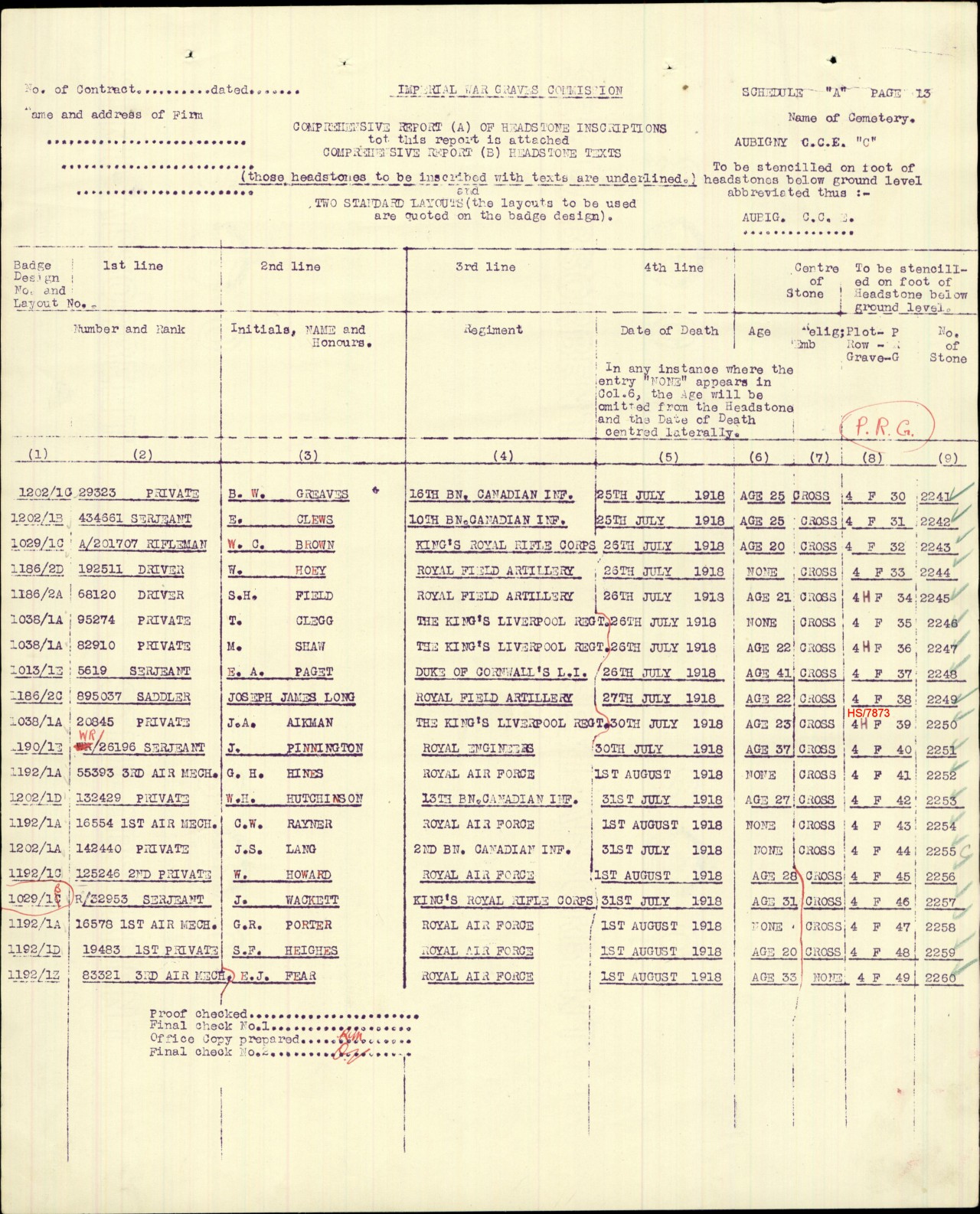 Headstone Information